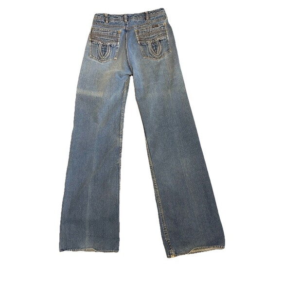 TRUE VINTAGE Nest Ce Pas Denim Jeans Flare Leg Ladies 11/12 70's Mod Boho - Picture 3 of 10